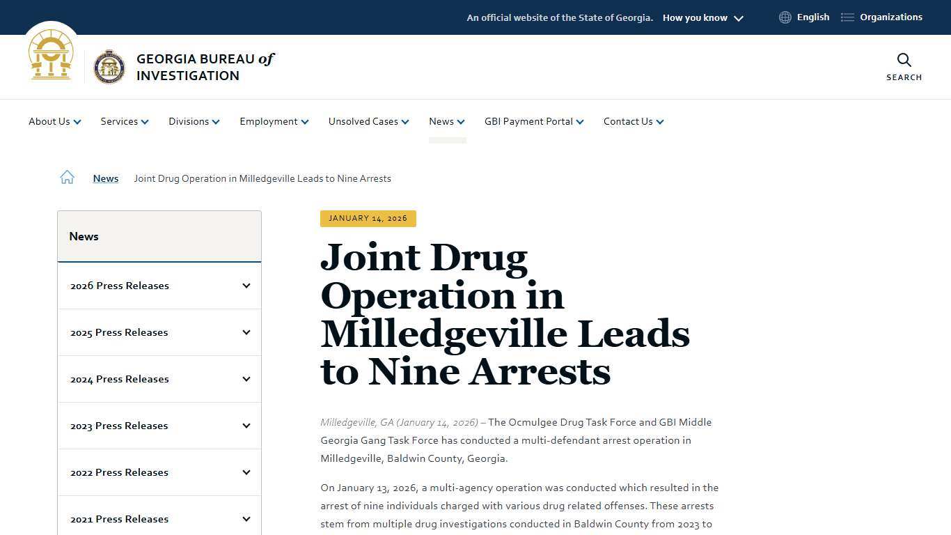 Joint Drug Operation in Milledgeville Leads to Nine Arrests Georgia Bureau of Investigation